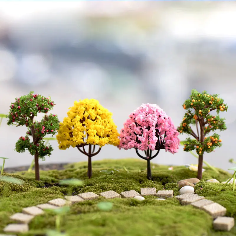 

Plastic Garden Microlandscape High Quality Miniatures Sakura Mini 1PC Simulation Trees Popular Figurines Home Decoration