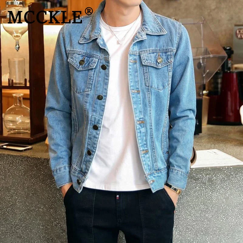 

Men's Denim Jeans Jacket Coat Top Long Sleeve Black Single Breasted Jackets Coats Mens 2019 Summer Male Cowboy Streetwear Tops