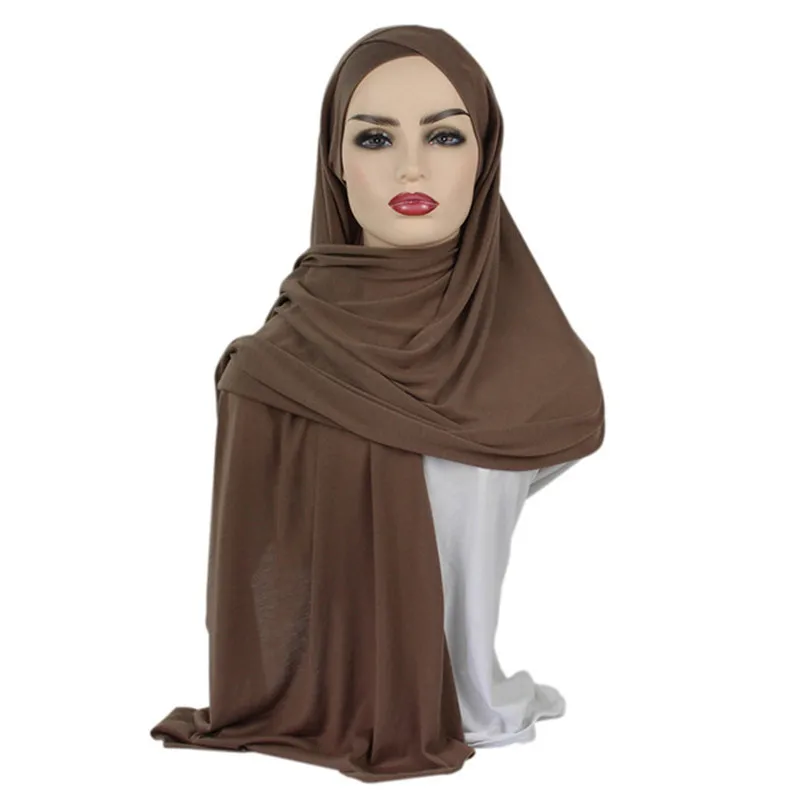 Мусульманский трикотажный хиджаб-шарф для женщин femme musulman, готовый к ношению, шапка, исламский головной платок, тюрбан-шарф - Цвет: 8