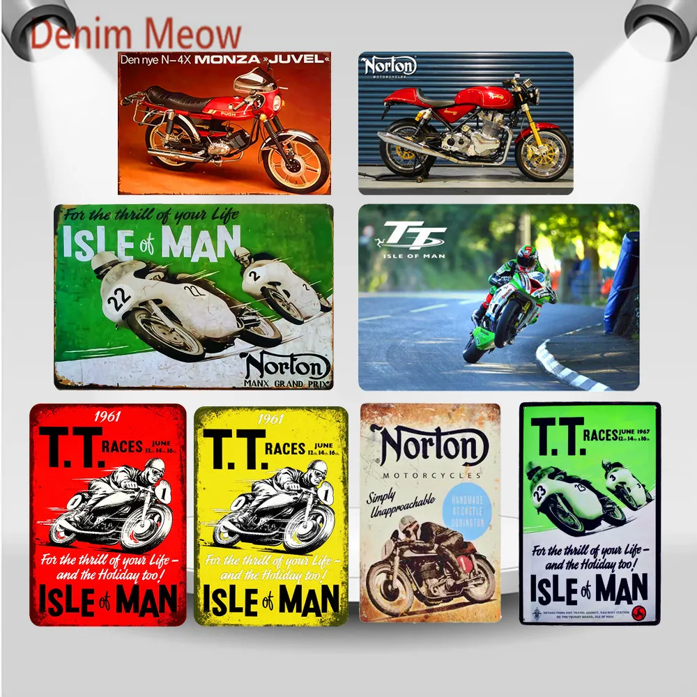 EpochSign TT Races Plaque en Aluminium pour décoration Murale Motif Moto Isle of Man 30,5 x 20,3 cm 