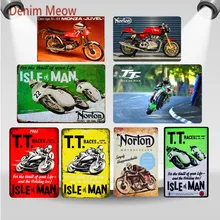 Retro TT Isla de hombre de Metal signos Norton motocicletas carreras placa Vintage arte pintura placas Pub Bar garaje tienda decoración WY59