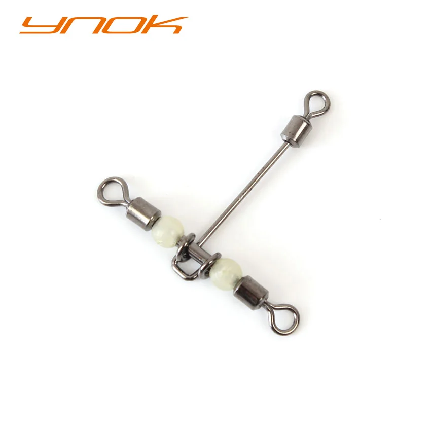 

Ocean Boat Fishing Swivel T-shape Cross-line Rolling Swivel With Glow Beads 3 Way Swivel Hook Connector