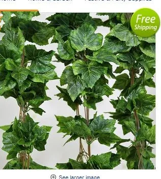

Wholesale-10PCS like real artificial Silk grape leaf garland faux vine Ivy Indoor /outdoor home decor wedding flower green chris