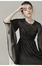 Women Summer 2017 Asymmetry Butterfly Sleeve Fashion Brand Black Sequined Long Casual Work Beach Party Dress 9293