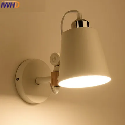 

IWHD Iron Wandlamp Wood Arm Sconce Led Wall Light Modern Home Lighting Fixtures Creative Bedroom Stair Bar Wall Lamp Arandela