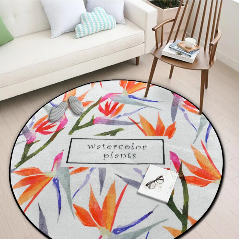 Zeegle Plants Painted Living Round Carpets Flannel Children's Room Rug Anti-slip Kids Bedroom Rugs Washable Sofa Chair Floor Mat Zeegle Plants Painted Living Round Carpets Flannel Children's Room Rug Anti-slip Kids Bedroom Rugs Washable Sofa Chair Floor Mat