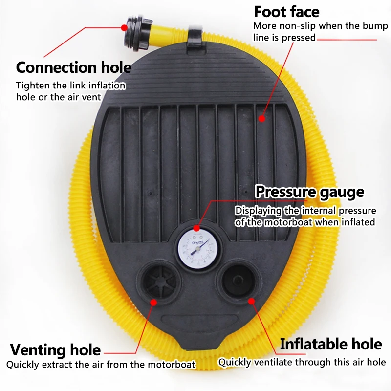FLGT-портативный надувной ножной насос воздушный насос для лодки каяк плот с манометром