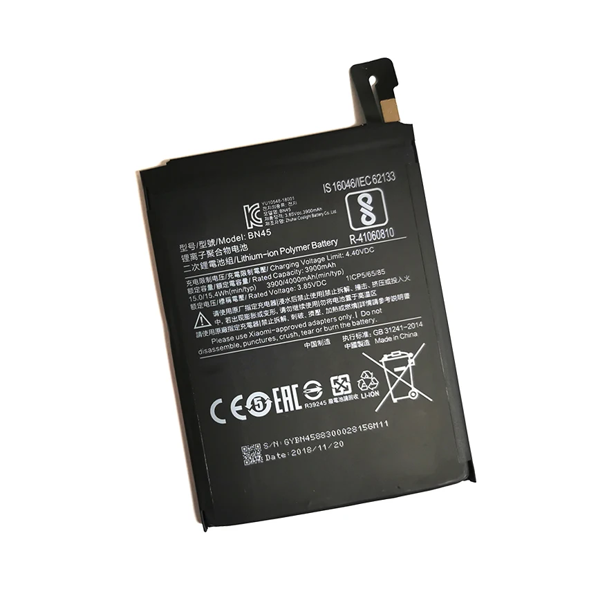 

BN45 Mobile Phone Battery For Xiaomi Redmi Note 5 Real Capacity 3900mAh Replacement Li-ion Battery