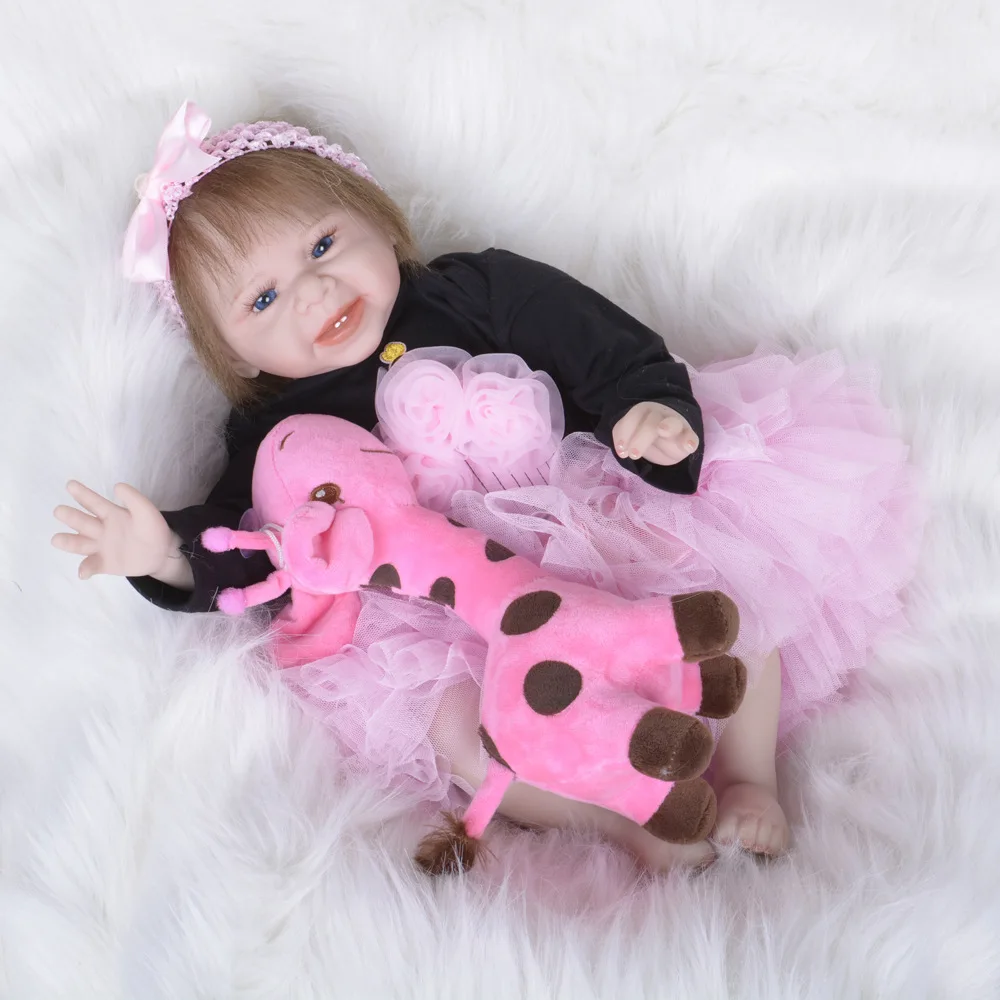 

55cm Baby Doll soft cloth Body Silicone Vinyl Adorable Lifelike Toddler Baby Bonecas Girl Kid Bebe Reborn Dolls bonecas