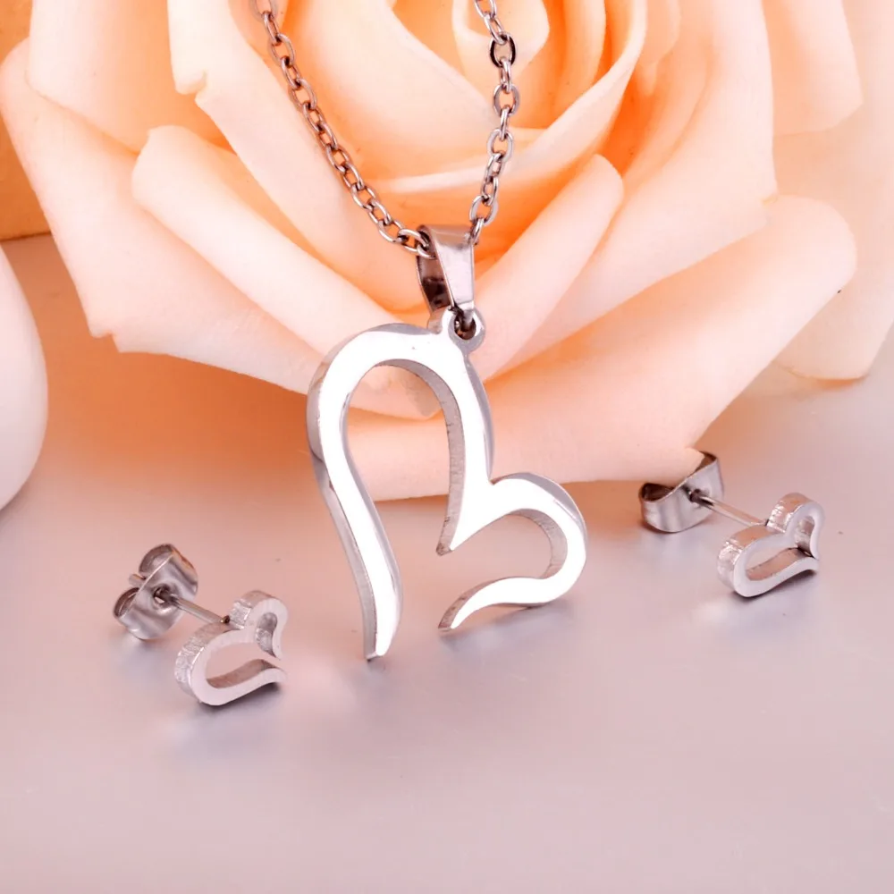 Комплект из колье и серёг нержавеющей стали|bridal jewelry sets|fashion bridal setsset heart |