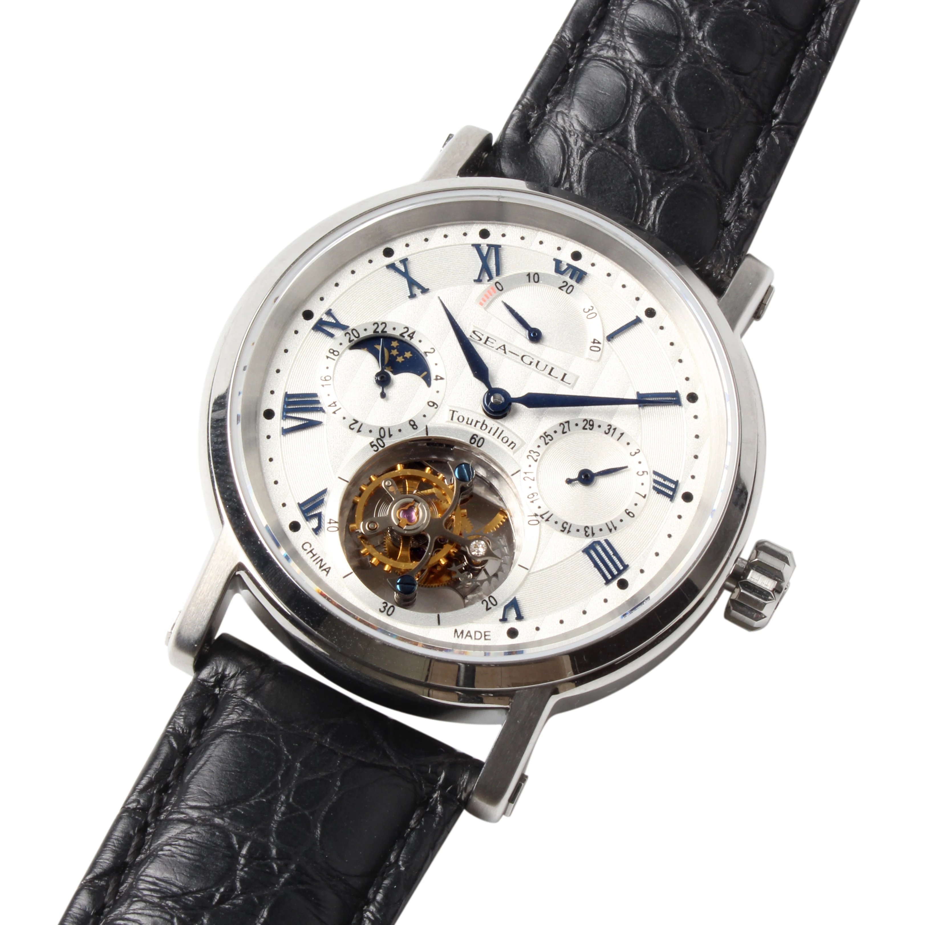 Seagull Tourbillon механические мужские часы 818.927Day Night индикатор запас мощности ручной Ветер с оригинальной сертификационной бумагой