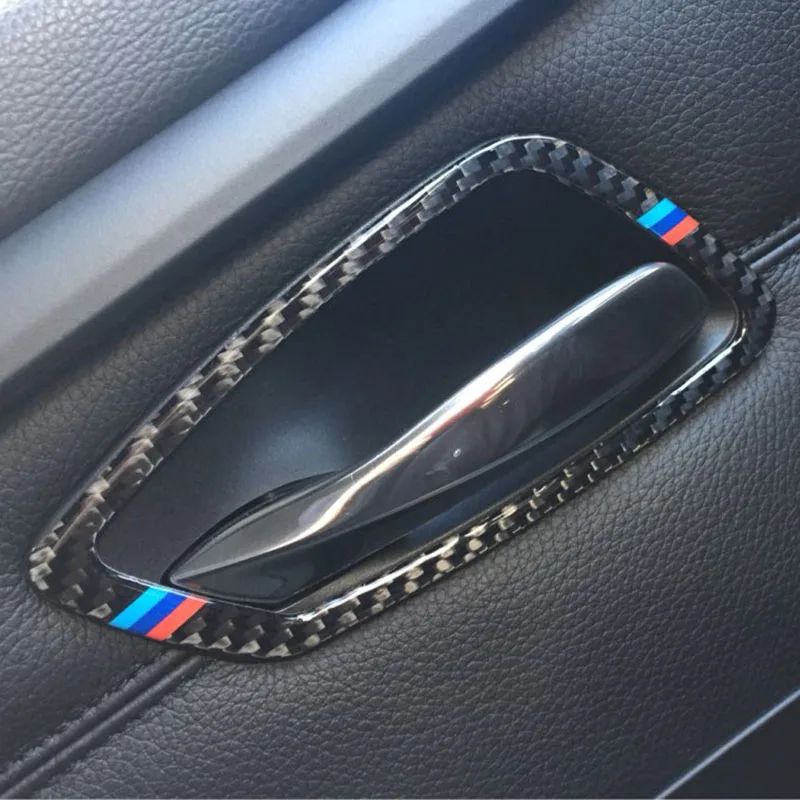Для BMW E90 E92 3 серии карбоновое волокно интерьерная дверная ручка рамка отделка 2005