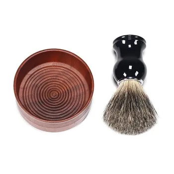 

Metal Resin Handle Shaving Brush Set Beard Brush + Oak Wooden Shaving Bowl Beard Kit For Man Razor Brush Barbear Set Tools