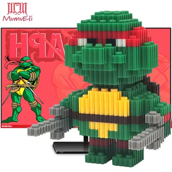 

MUMUELI Ninja Tortoise 1000-1500 Pieces DIY Anime Figure 3D Model Kit Blocks Jigsaw Building for Children Kids Resin Toys KL-HRZ