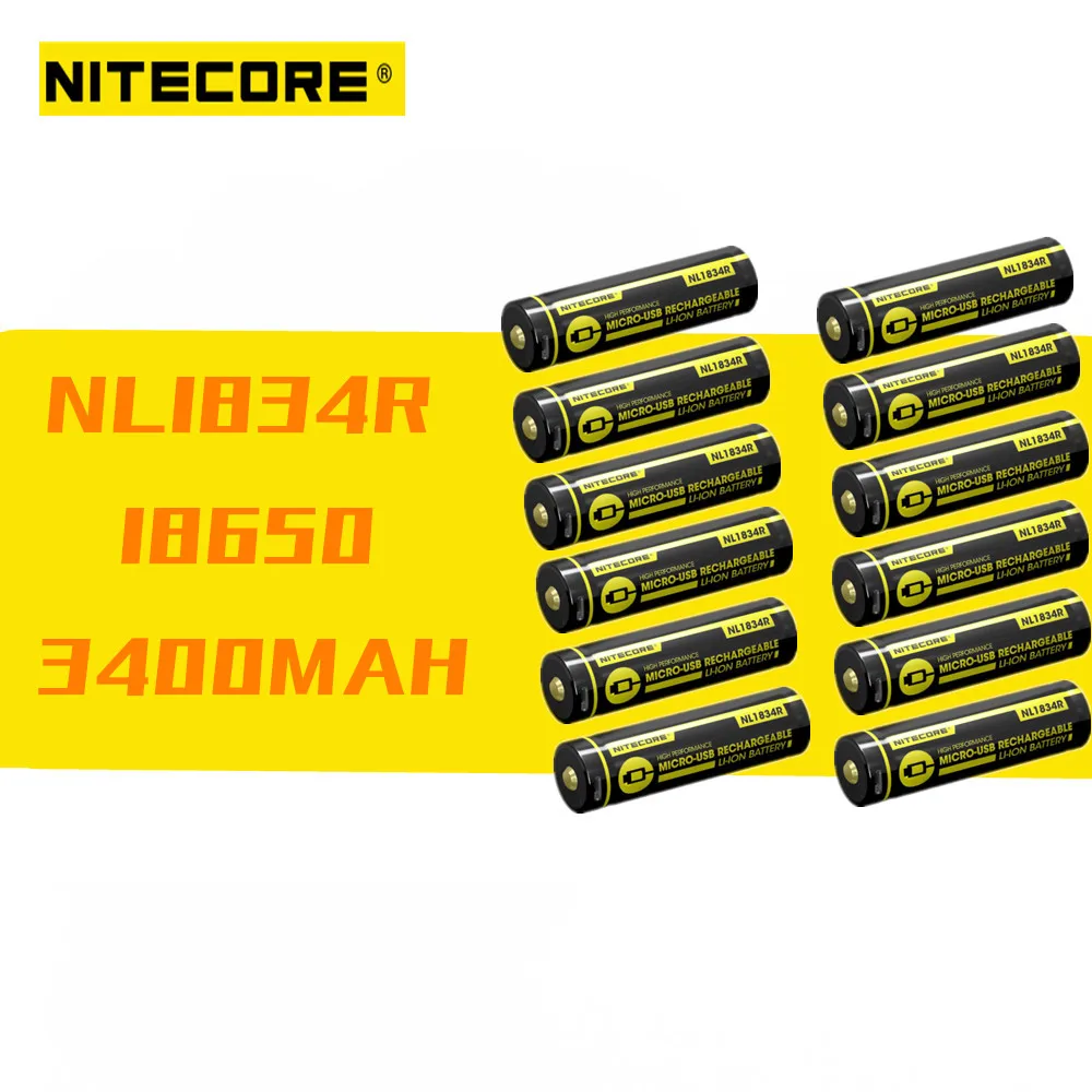 Перезаряжаемый литий-ионный аккумулятор Nitecore NL1834R 3400 мАч 3 6 В 18650 Вт/ч 12 шт. |