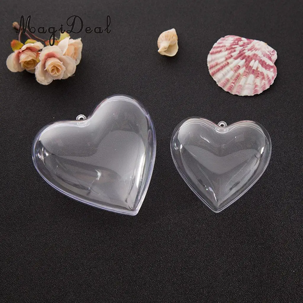 5pcs 8cm Hanging Clear Heart Plastic Baubles Ornaments Home Christmas Wedding Party Decoration DIY Personalize Gift Candy Box