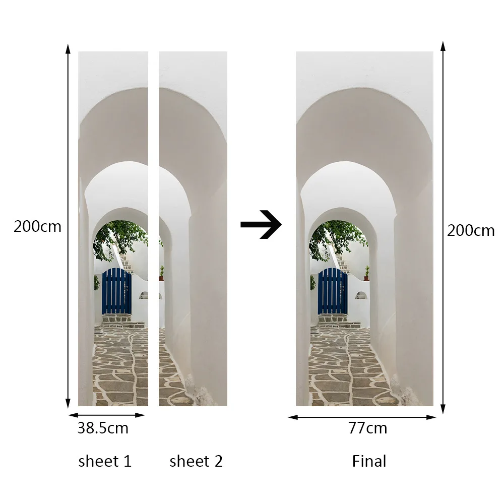 Греческое крыльцо камень дорога двери украшения наклейки для гостиной Спальня 3D Винил Фреска обновление двери Наклейка самоклеющиеся обои