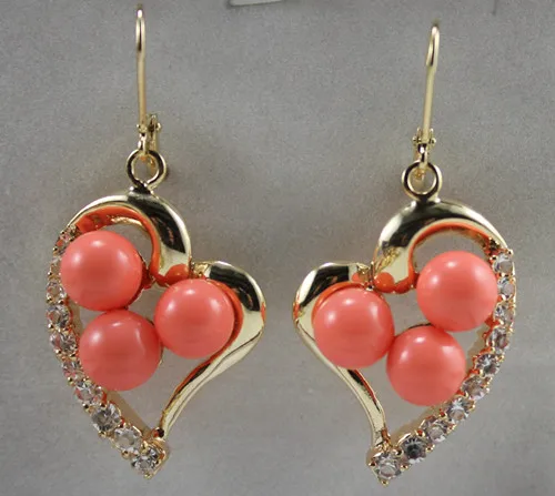 

hot sell new - Latest Round Shell Pearl With Heart-shape Stud Earring ER00064 8mm