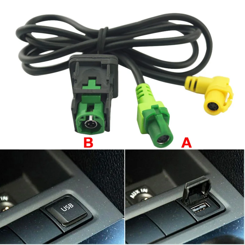 

LEEWA Car OEM RCD510 RNS315 USB Cable With Switch For VW Golf MK5 MK6 VI 5 6 Jetta CC Tiguan Passat B6 Armrest Position #CA1698