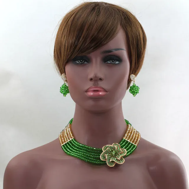 Buy Charms Leaf Green Fashion Jewelry Sets Crystal