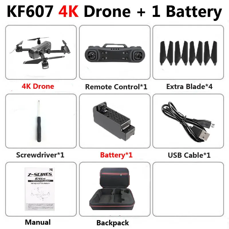 KF607 Профессиональный складной мини Дрон с двойной камерой 1080P 4K HD WiFi FPV оптический поток RC Квадрокоптер Вертолет игрушки VS SG106 - Цвет: KF607 4K 1B Bag