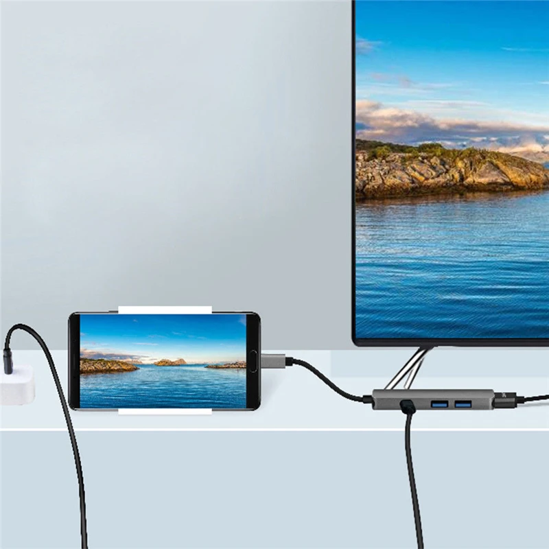 4 в 1 Тип C концентратор к HDMI 4K 2USB 3,0 и зарядка PD порт USB C многопортовый адаптер