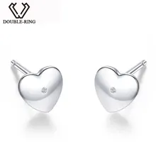 DOUBLE-R сердце 0.01ct Серьги с алмазами женский стерлингового серебра 925 Романтический Юбилей Серьги-гвоздики Ювелирные изделия с алмазами Индивидуальные
