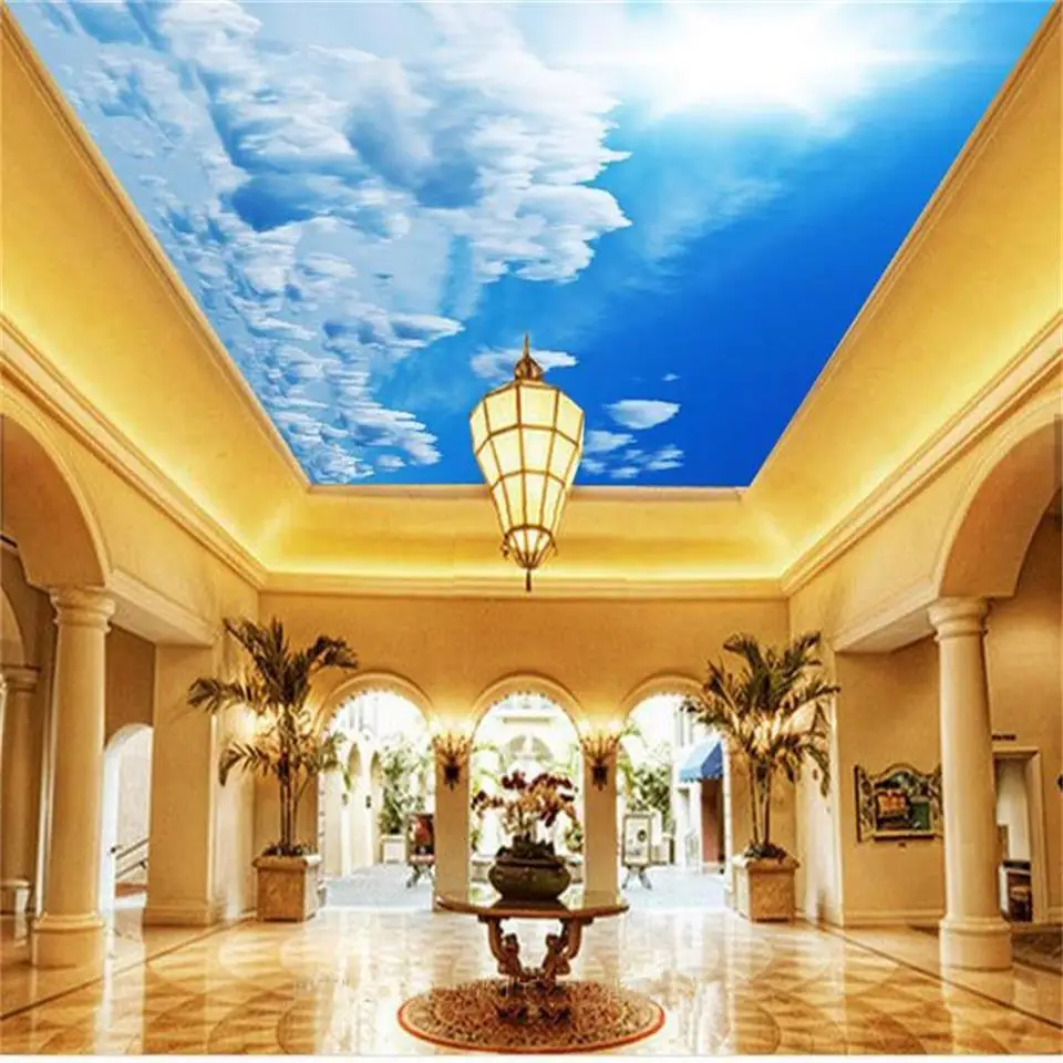 

custom 3d photo wallpaper mural living room ceiling blue sky and white clouds sunshine 3d picture photo wallpaper for walls 3D