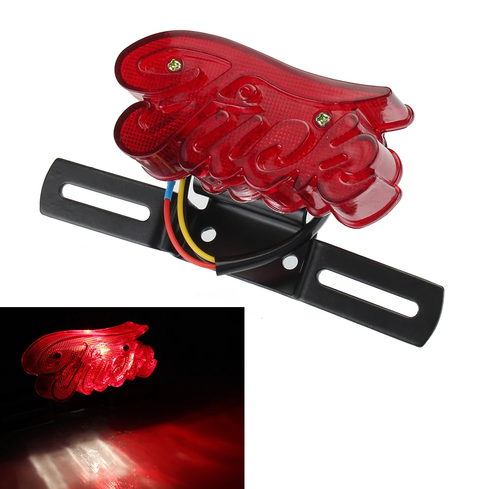 

Neverland Universal Motorcycle Red License Plate Rear Tail Brake Stop Light For Harley Chopper D35