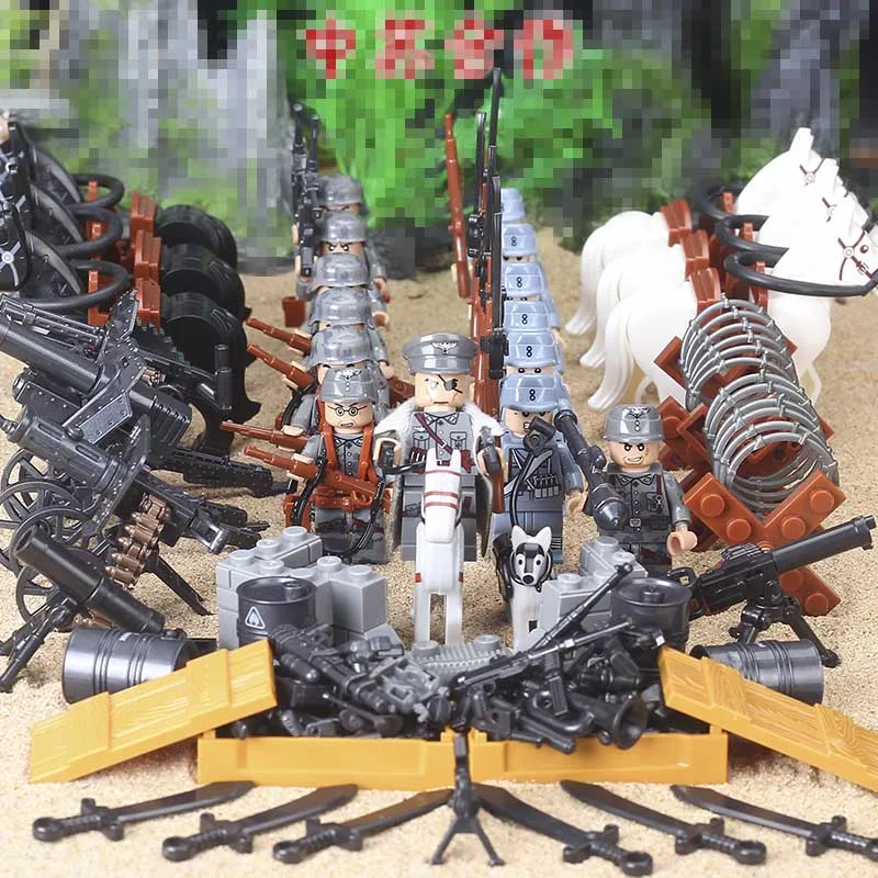 

WW2 Army Soldier Weapons Guns Military Figures Series Soviet USA German Model building block brick Legoed Best Children Gift Toy