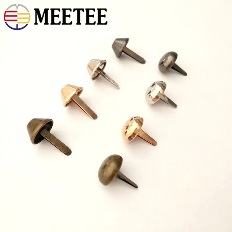 

Meetee 100pcs 10/12/15mm Metal Buckle Two-legged Nails Rivet Handbag DIY Leather Luggage Alloy Button Hardware Accessories BF203