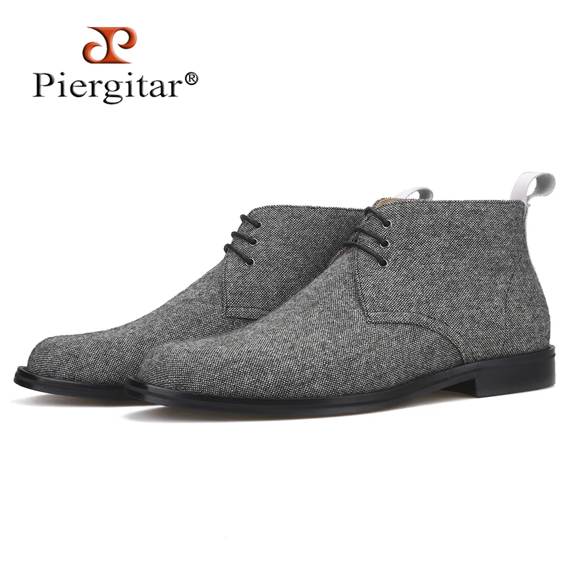 Классические мужские ботинки Piergitar ручной работы серого цвета CHUKKA стильная