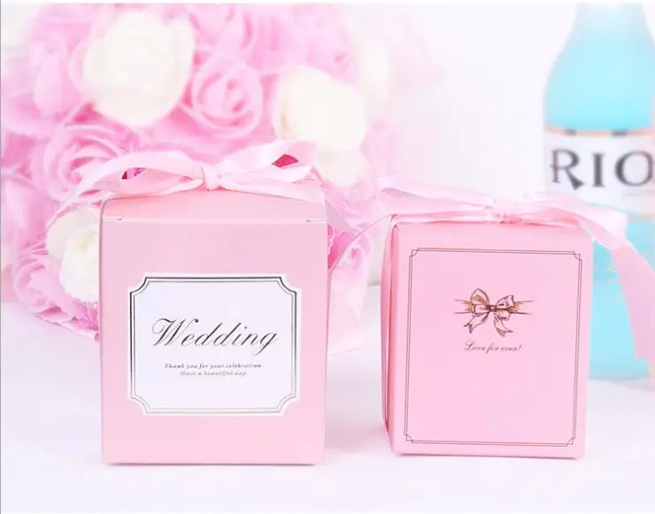 European Simple Atmosphere Cube Candy Boxes Baby Shown Favors Gift Bag Wedding Party Favors Supplies Gift Packing Box  3