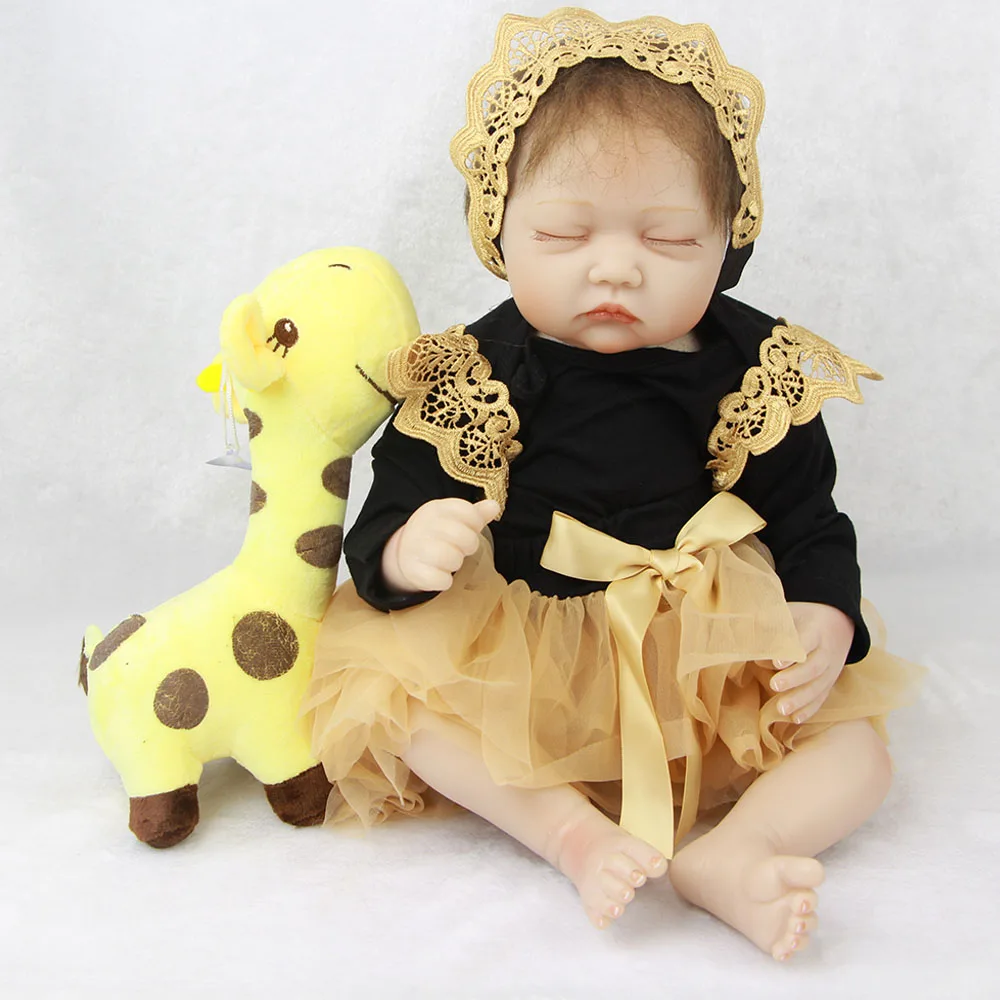 

Whole Sale 55 cm Boneca Reborn Doll Sleeping Soft Silicone Newborn Doll For Girl 22'' Realistic Cloth Body Kids Christmas Gifts