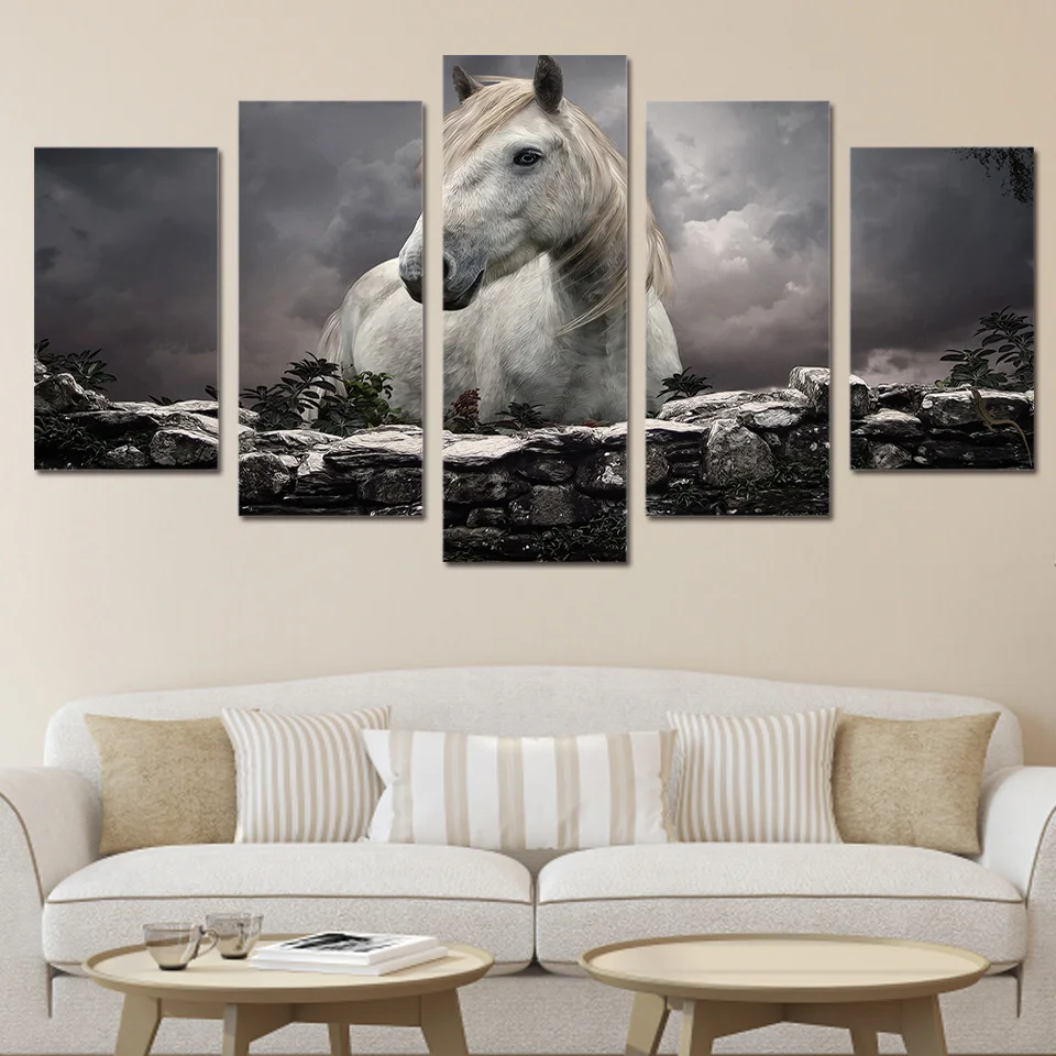 HD Printed Animals White Horse Painting on canvas room decoration print poster picture canvas Free shipping ny-3084