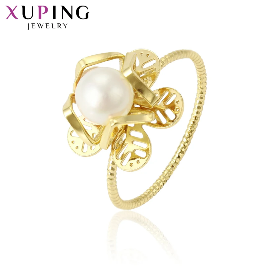 

11.11 Xuping Fashion Rings Women Girls Imitation Pearl Career Light Yellow Gold Color Jewelry Christmas Gift S165.2-15346