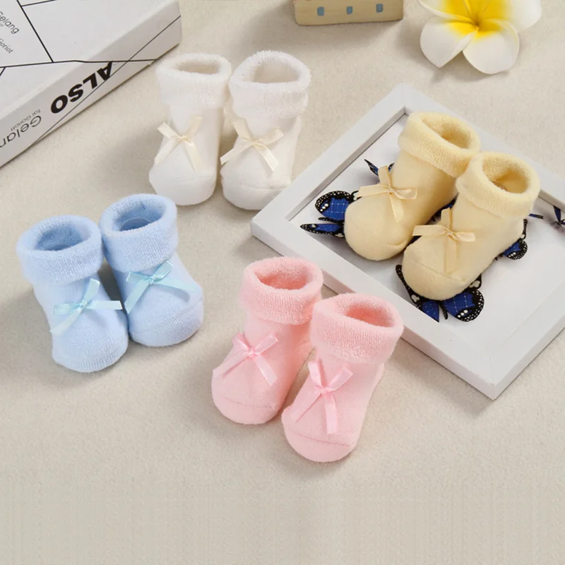 4 Pcs Thick Winter Baby Socks For Boys Girls Cotton Warm Infant Socks Bow Bear Newborn Baby Socks Cute New Baby Boys Clothing (11)