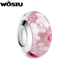 Горячая Распродажа, розовые бусины из муранского стекла в форме цветка, подходят к оригинальному серебряному браслету wst, подвеска в Европейском стиле, сделай сам, изготовление ювелирных изделий SDP6357