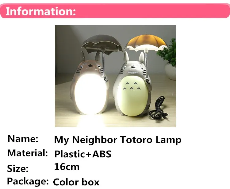 Kawaii Мультфильм Мой сосед Тоторо зонтик лампа светодиодный ночной Светильник USB настольная лампа для чтения для детей подарок домашний декор Новинка