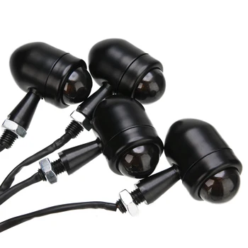 

Mayitr 2pair Motorcycle Front/Rear Amber Turn Signal Light Black Metal Indicator Lamp With Adjustable Mount Bracket For Honda