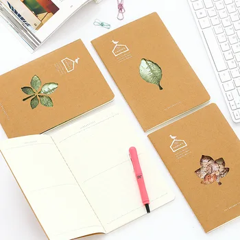 

1 Piece Random Cover Vintage Retro Style Maple Cutout Notepad Soft Cover A5 Notebook with Lines Stiching Binding School Notebook