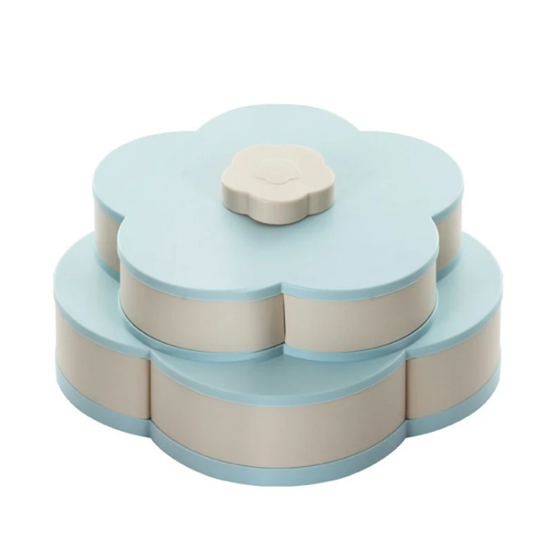 Home Decorative Tableware Candy Dish Tray Specialty Plastic Plates Snack Box Food Container Storage Box with Compartments Case - Цвет: Double layer blue