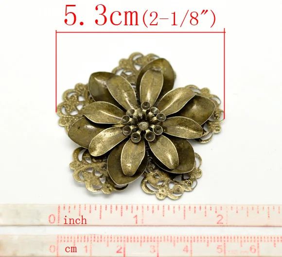 Фурнитура для украшения цветов DoreenBeads с бронзовой филигранью под старину 5 3x5 1 см