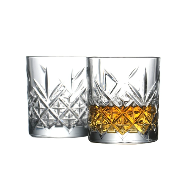 6 Water Glasses With 7oz Old Fashioned Whiskey & Ice Cubes