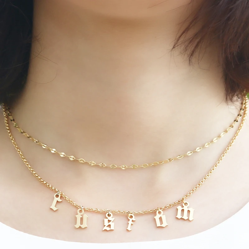 

DUOYING Letter Pendant Layer Necklaces Custom Children Name Celebrity Necklace Best Gifts Dainty Jewelry Necklaces Sets for Gift