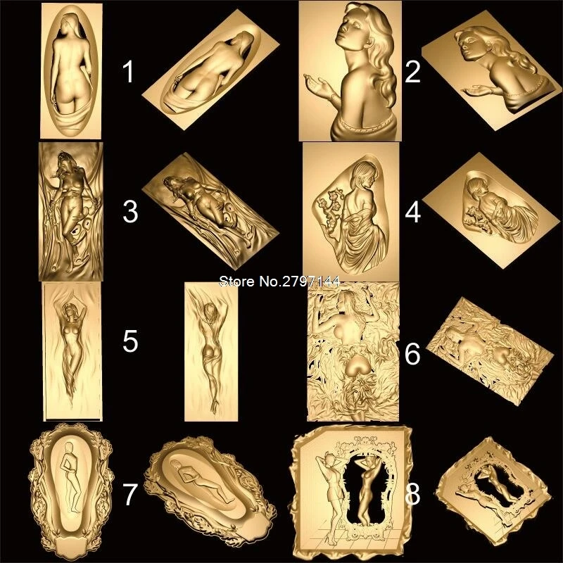 23pcs The bathroom door_Sexy woman 3D STL model for carved figure cnc machine Crucifixion model for cnc Router Engraver ArtCam