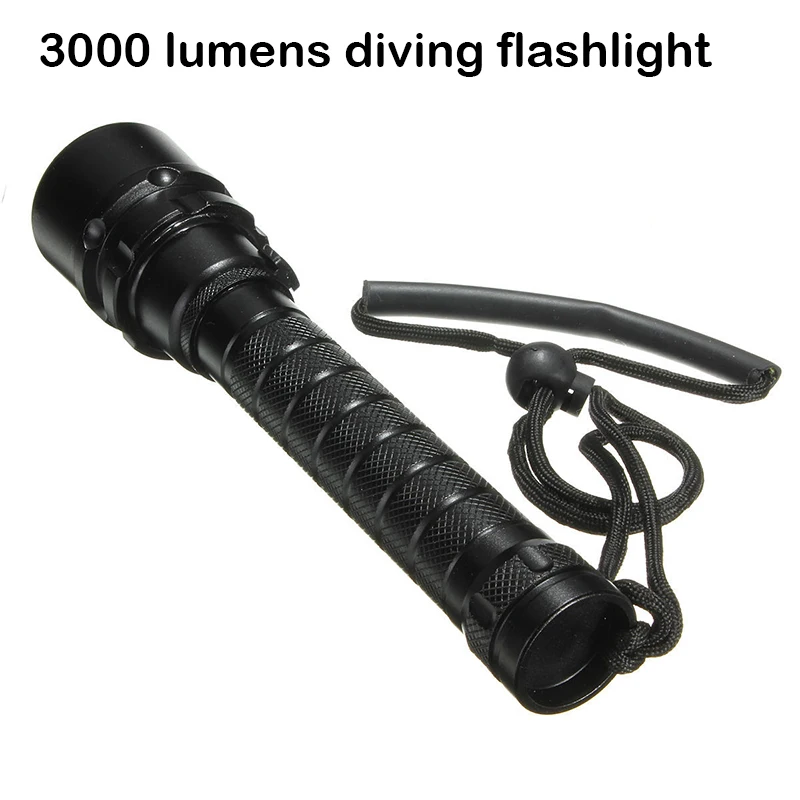 

3000 lumens diving flashlight cree xml t6*3 torch high power adjustable led flashlight 2*18650 battery