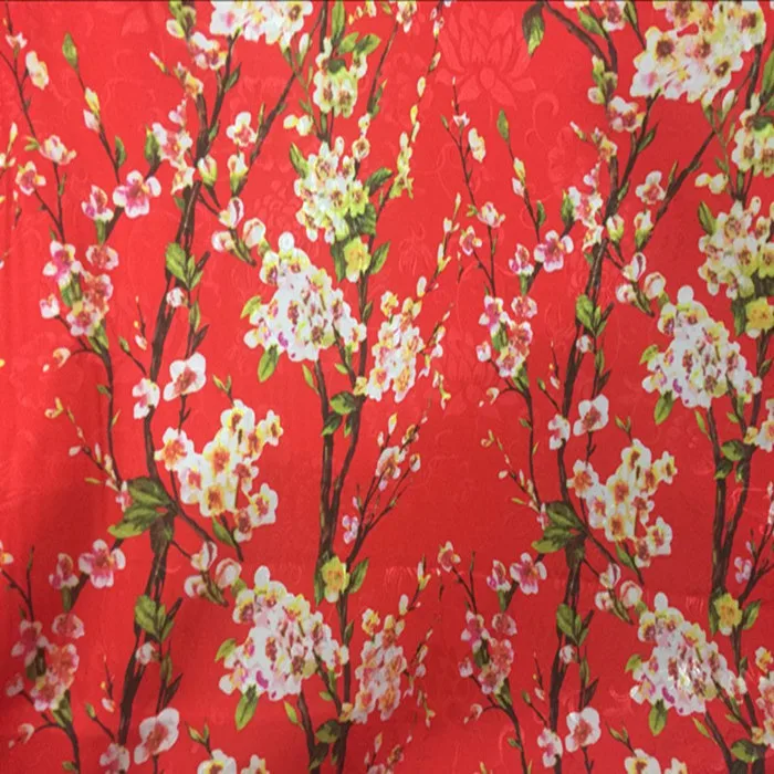 

100X145cm Peach Blossom Soft Red Polyester Jacquard Fabric for Woman Spring Autumn Dresses Skirts Blouse Pants DIY-AF835