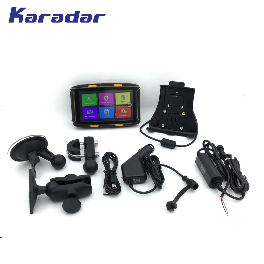 KARADAR 5 дюймов водонепроницаемый мотоцикл GPS навигация с bluetooth4.0 FM WIFI AV IN IPS 854*480