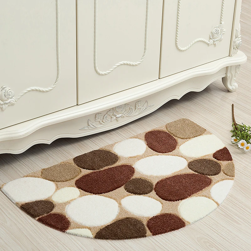 

Anti-slip Carpet Half Round Floor Mat Table Of Tea Table Mat Of Household Door Rural Style 1 pcs tapete de sala grande Bath Rugs